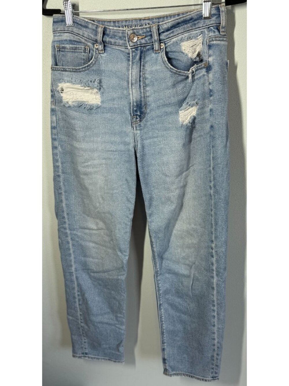 American Eagle Distress Jeans Womens Size 6 Straight Leg Ankle High Rise Casual